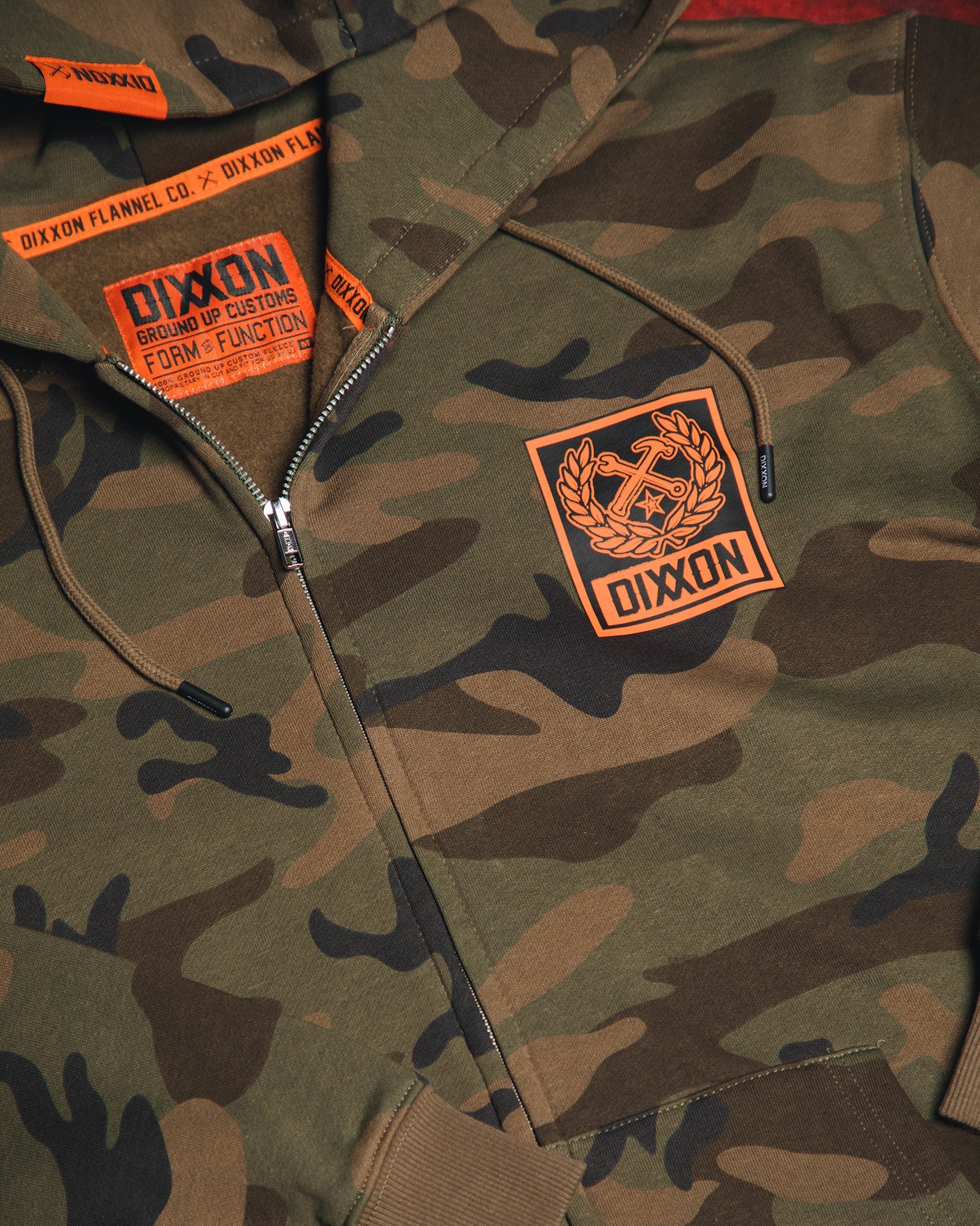 Orange Box Crest Zip Up - Camo - Dixxon Flannel Co.