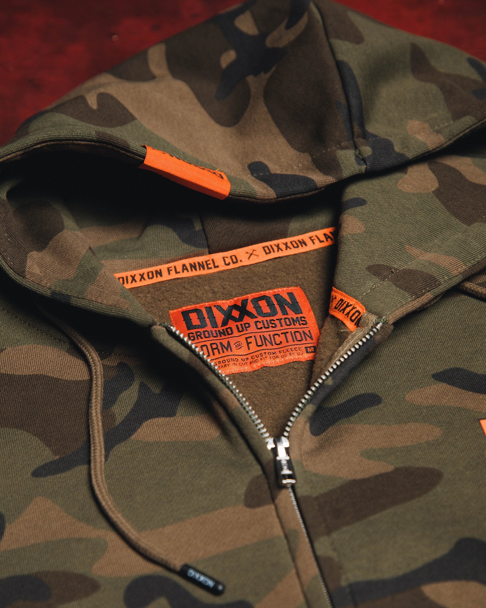 Orange Box Crest Zip Up - Camo - Dixxon Flannel Co.