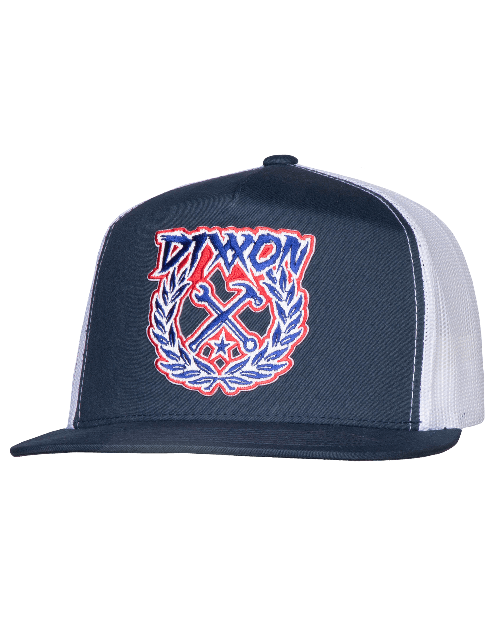 Party Crest Flat Bill Trucker Snapback - Red, White, & Blue - Dixxon Flannel Co.