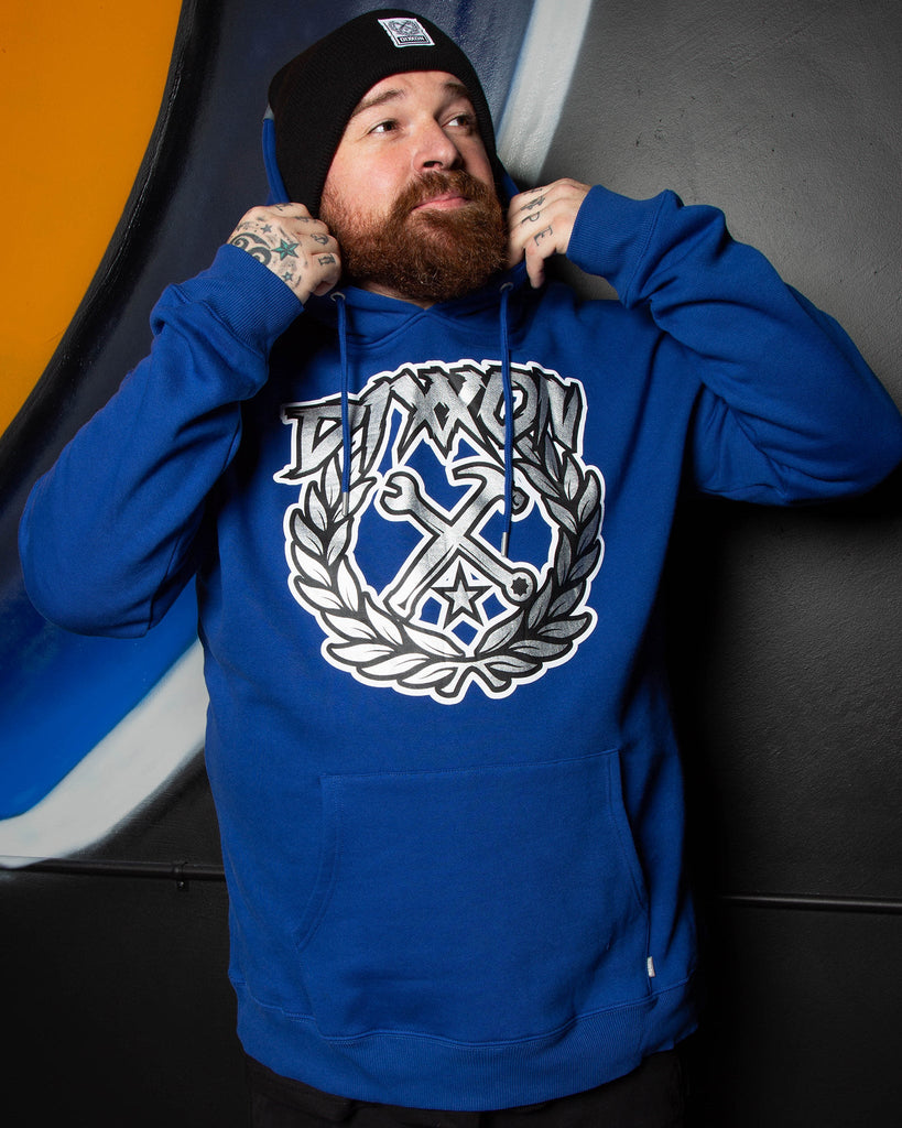 Party Crest Pullover Hoodie - Blue & Silver - Dixxon Flannel Co.