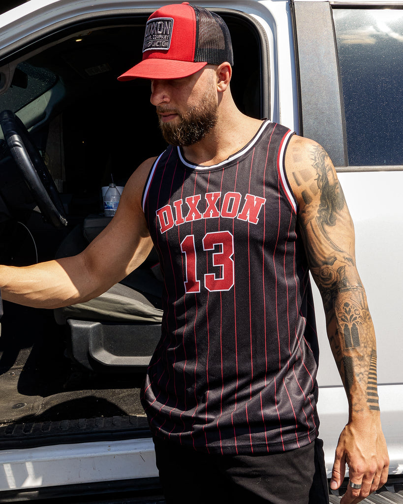 Pinstripe Jersey - Black, Red, & White - Dixxon Flannel Co.