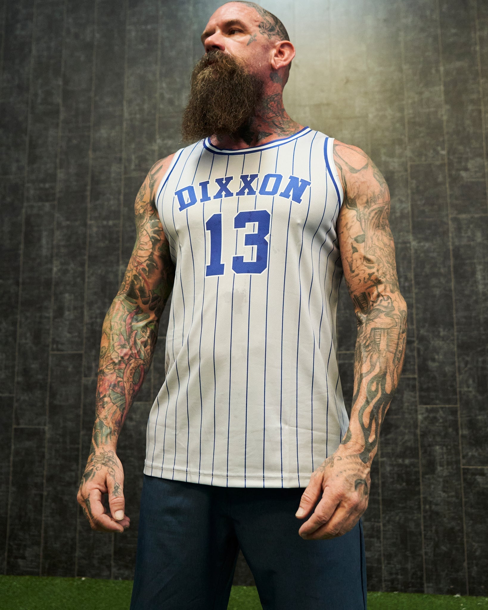 Pinstripe Jersey - Gray, Blue, & White - Dixxon Flannel Co.