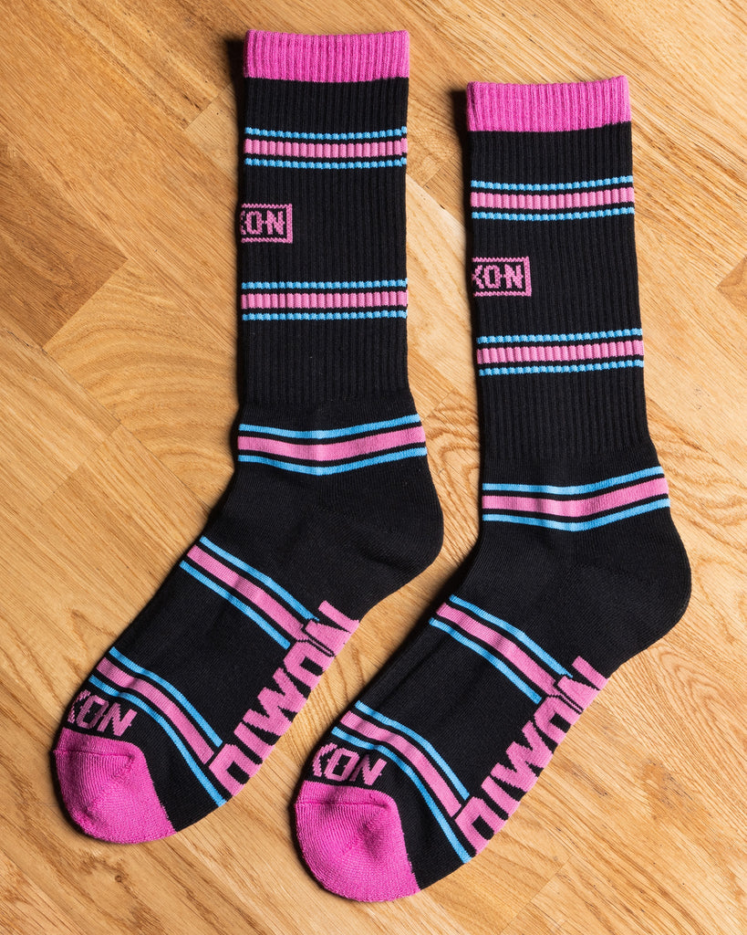 Prep Premium Crew Socks - Black & Pink - Dixxon Flannel Co.
