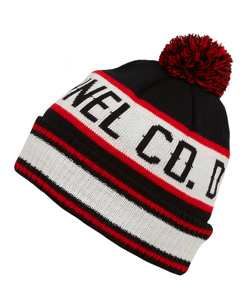 Puff Ball Beanie - Black, Red, & White - Dixxon Flannel Co.