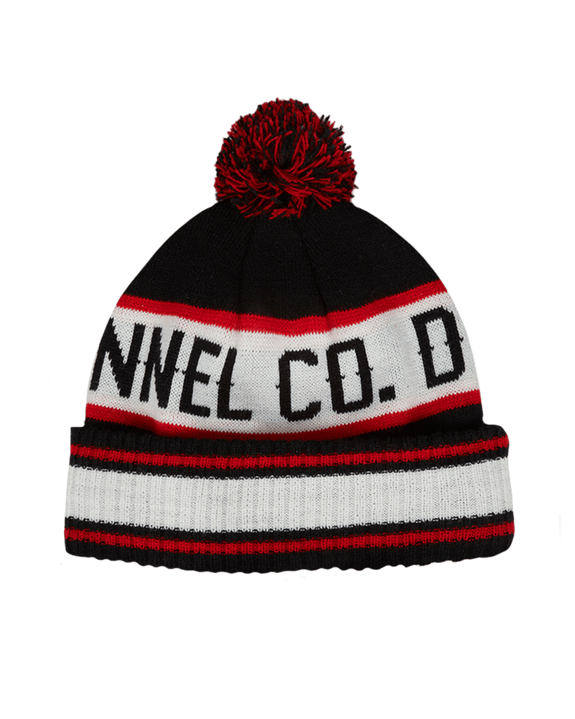 Puff Ball Beanie - Black, Red, & White - Dixxon Flannel Co.