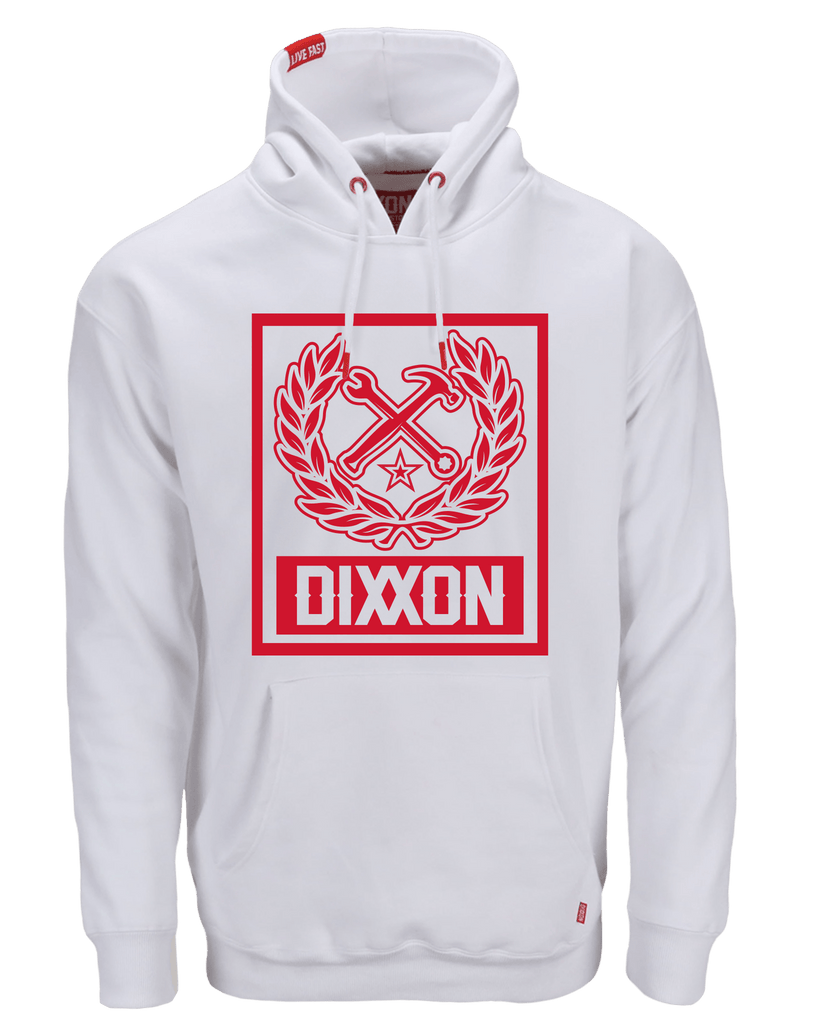 Red Box Crest Pullover Hoodie - White - Dixxon Flannel Co.