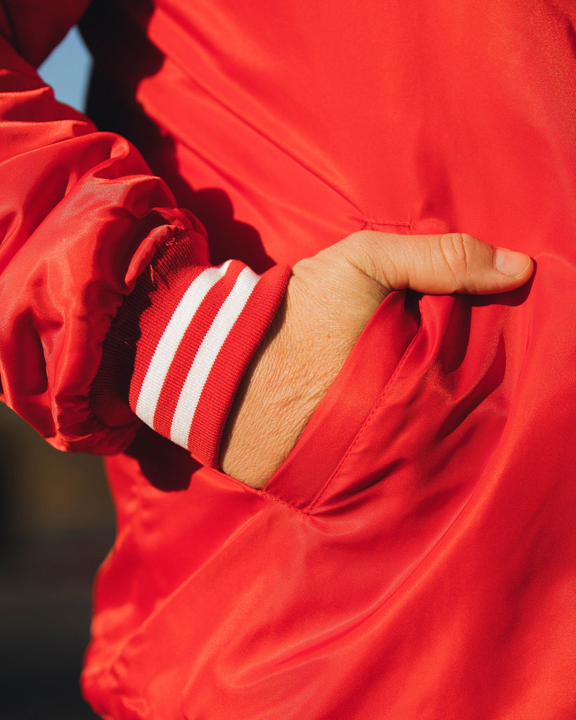 Red Pastime Nylon Varsity Jacket - Dixxon Flannel Co.