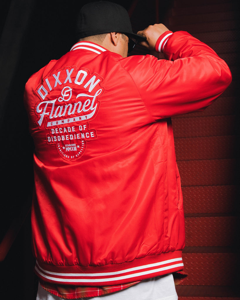 Red Pastime Nylon Varsity Jacket - Dixxon Flannel Co.