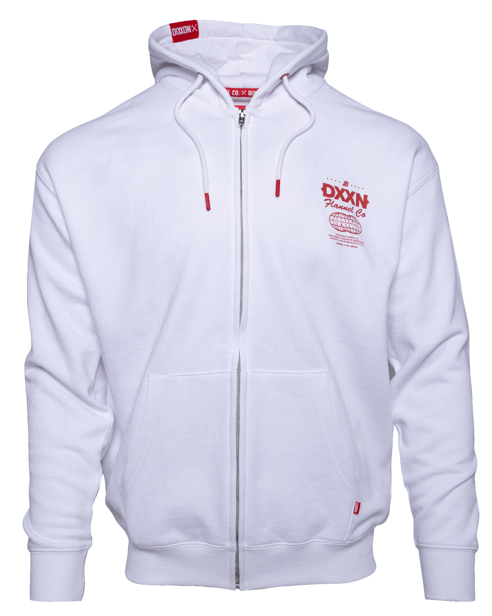 Red Tech Zip Up - White - Dixxon Flannel Co.