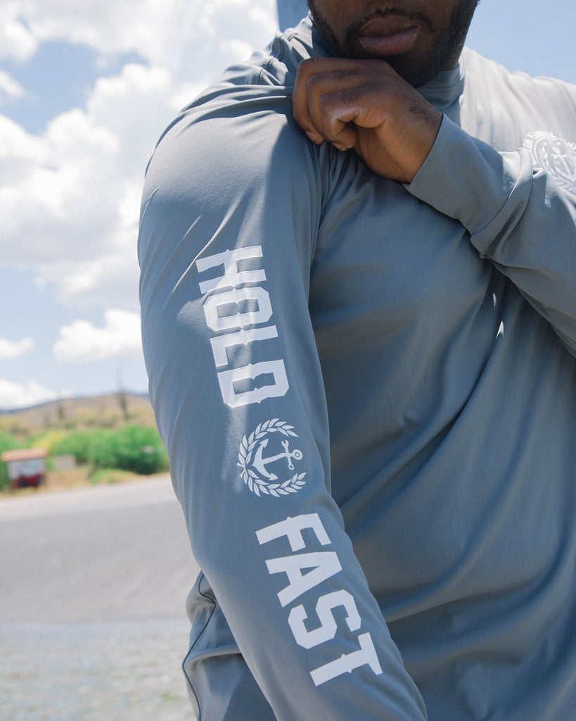 Salty Crest UV Long Sleeve T-Shirt - Gray - Dixxon Flannel Co.
