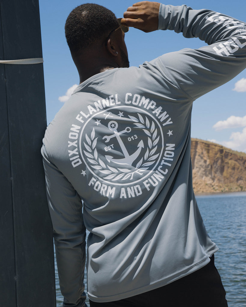 Salty Crest UV Long Sleeve T-Shirt - Gray - Dixxon Flannel Co.
