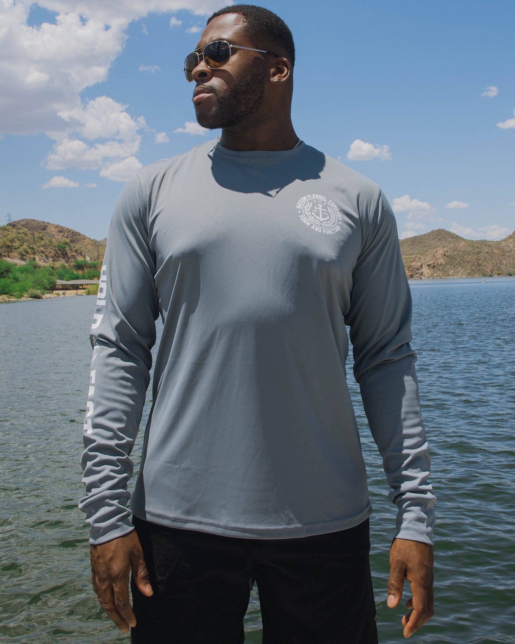 Men's Salty Crest UV Long Sleeve T-Shirt - Gray | Dixxon Flannel Co. M