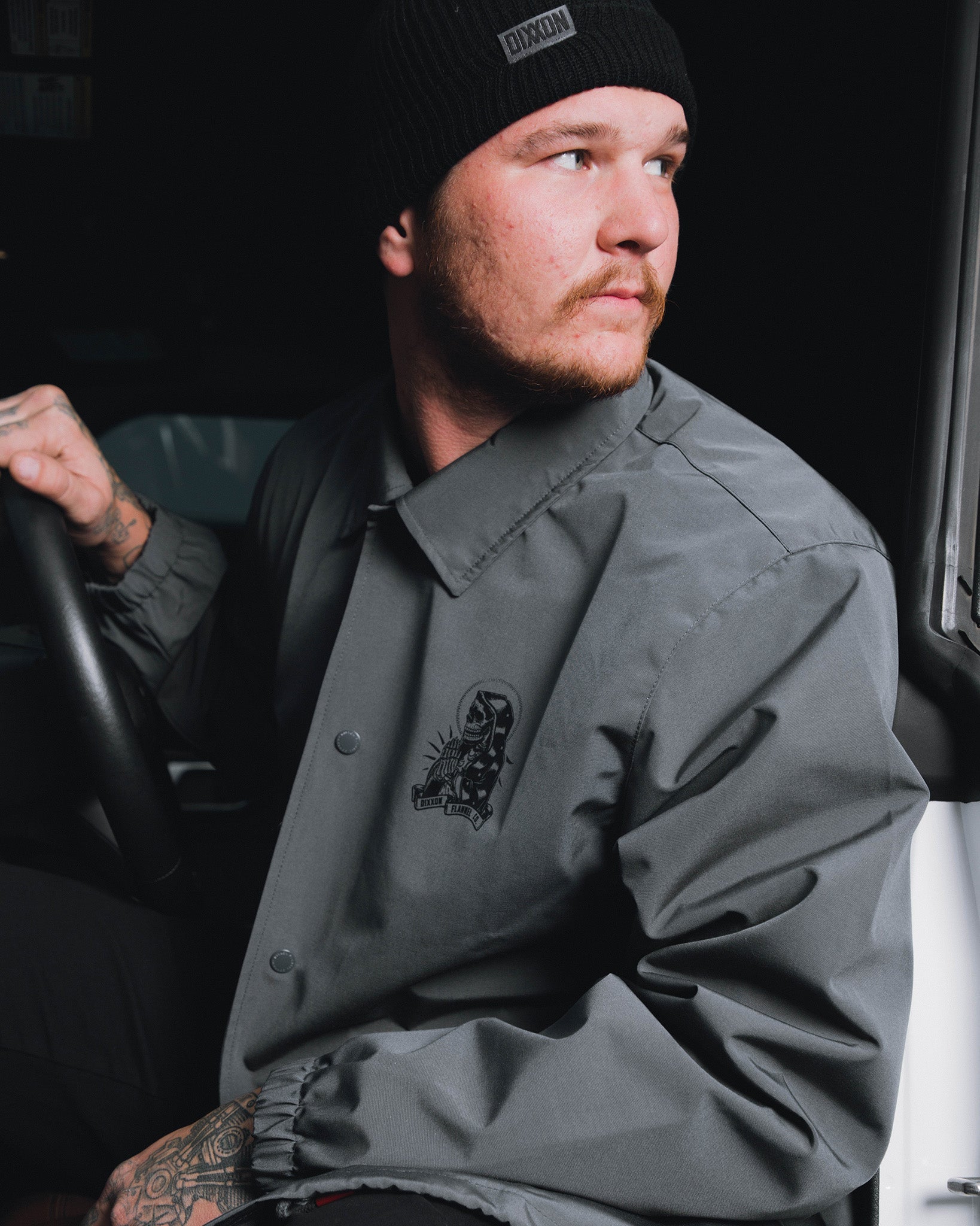 Santa Muerte Coaches Jacket - Gray - Dixxon Flannel Co.