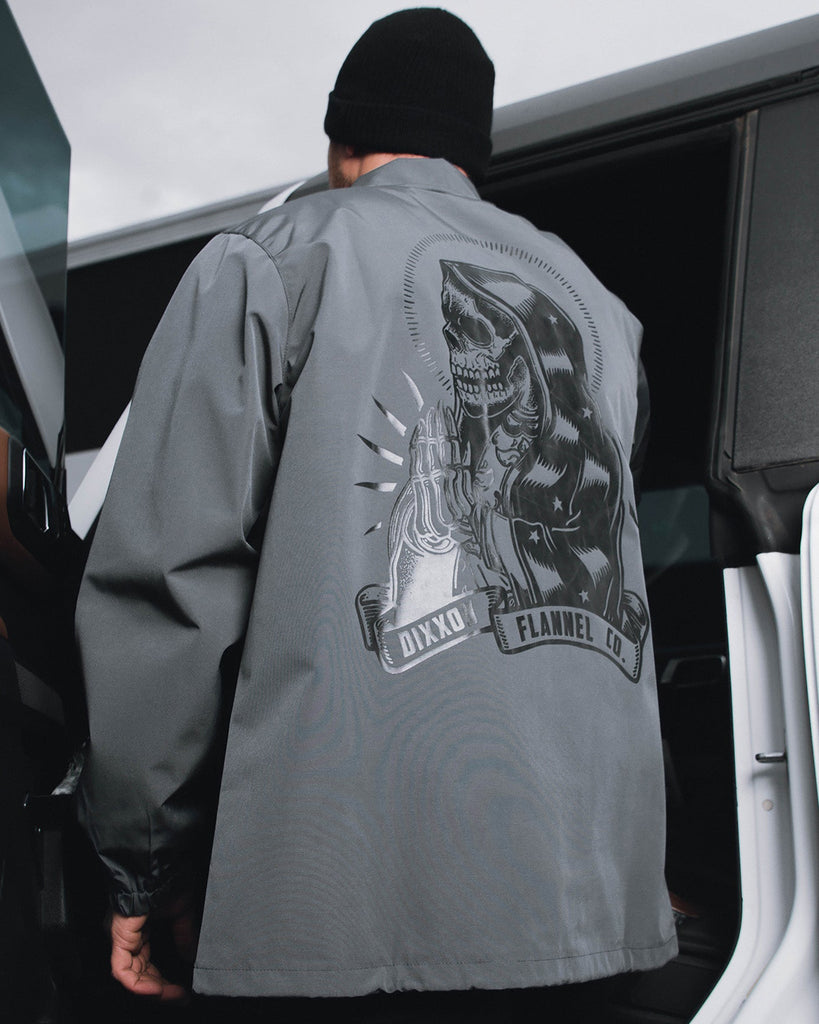 Santa Muerte Coaches Jacket - Gray - Dixxon Flannel Co.