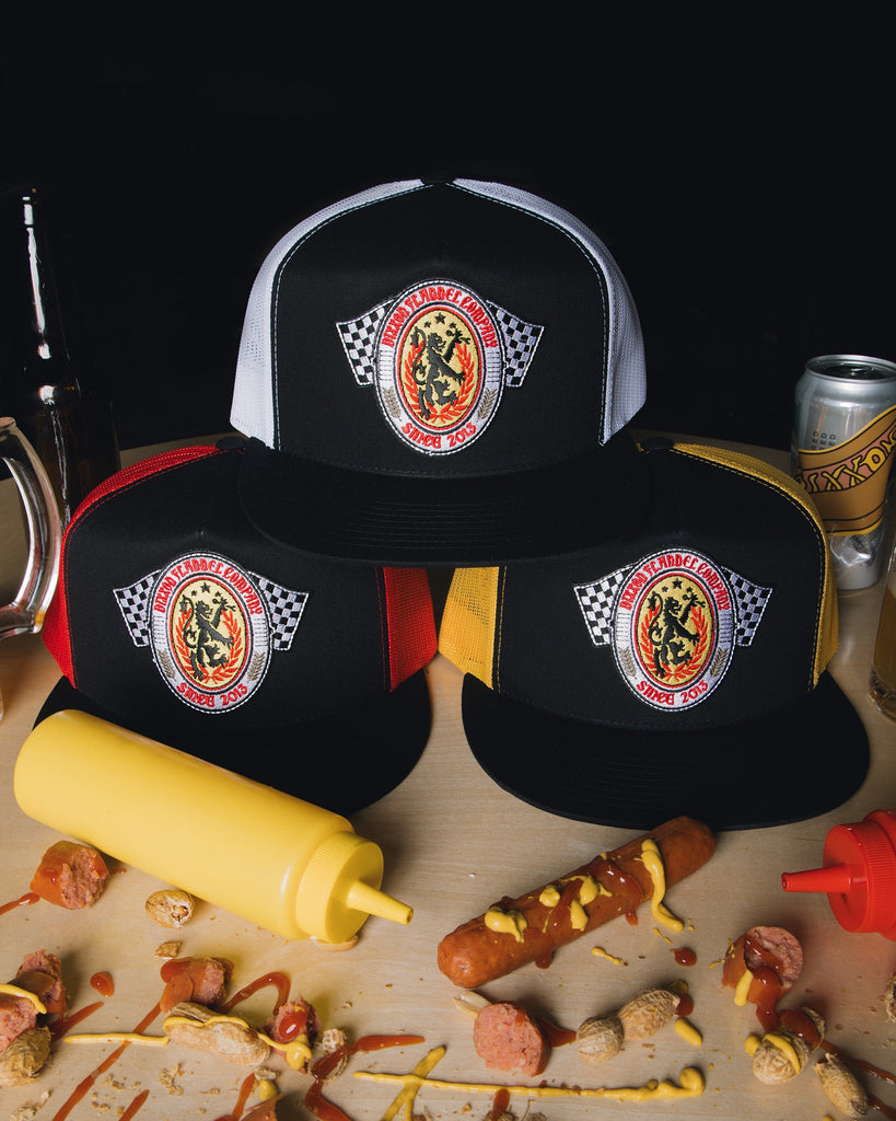 Sausage Fest Crest Flat Bill Trucker Snapback - Dixxon Flannel Co.