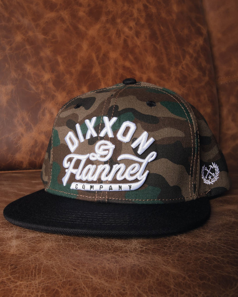 Script Flat Bill Snapback - Camo - Dixxon Flannel Co.