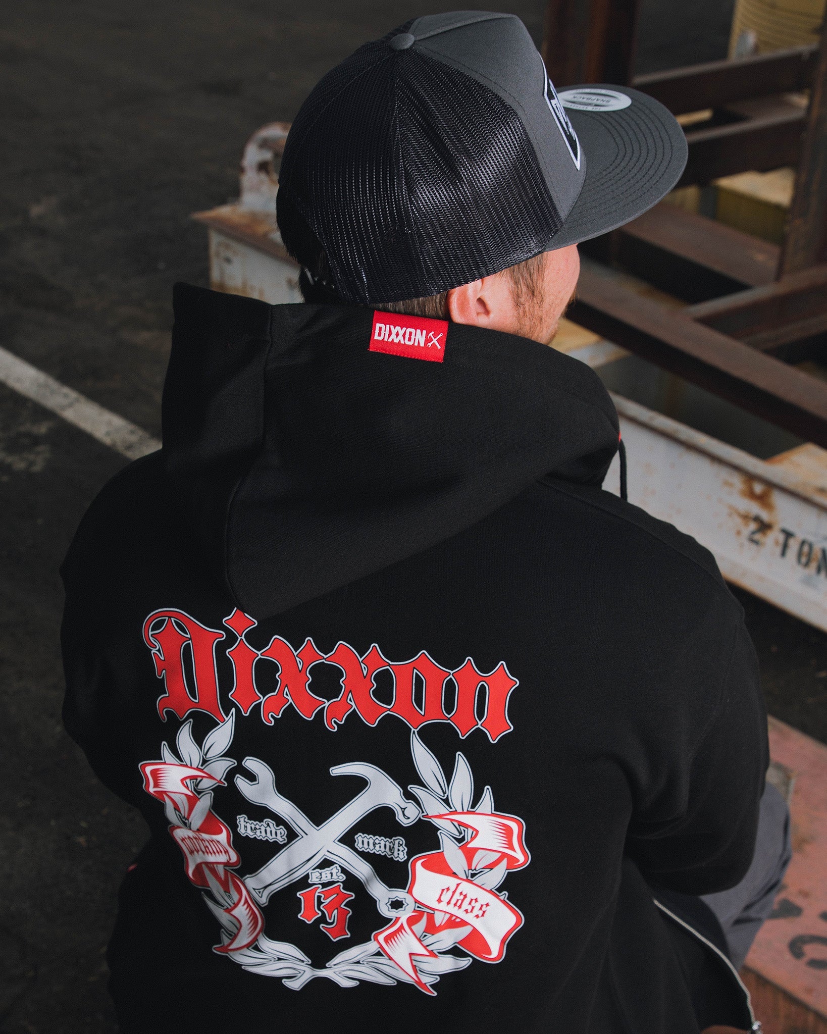 Dixxon Gray & Red Award Crest Hoodie - Black | Shop Now