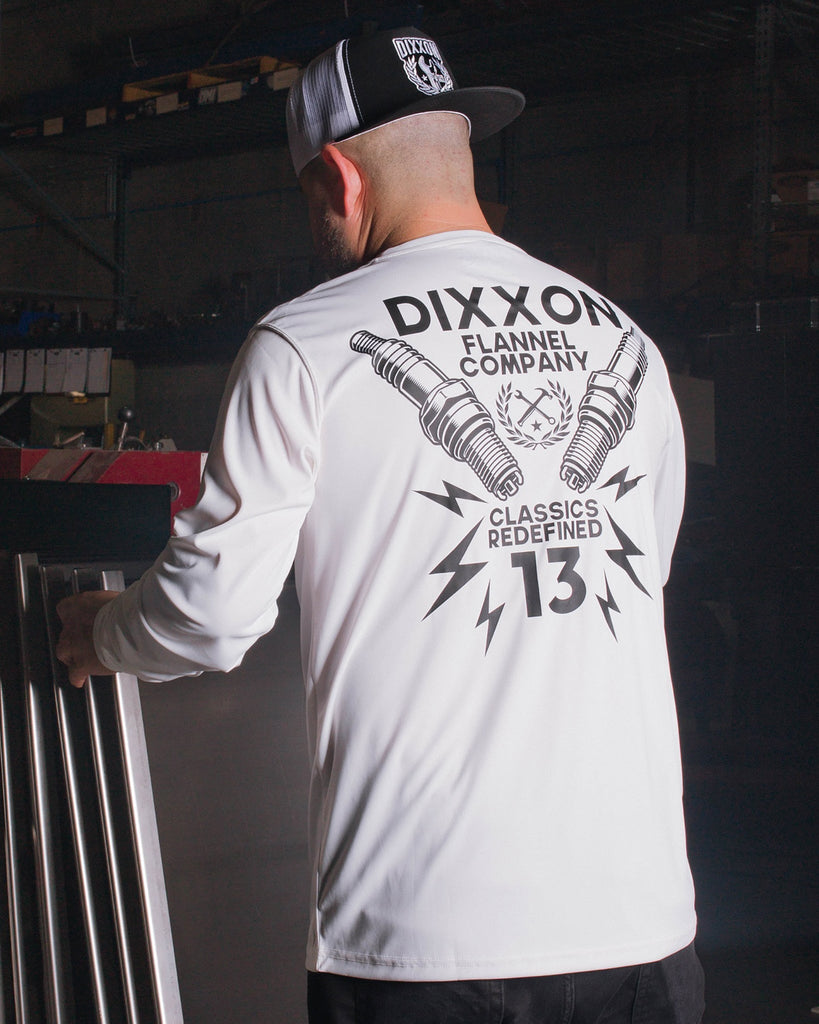 Sparky UV Long Sleeve T-Shirt - White - Dixxon Flannel Co.