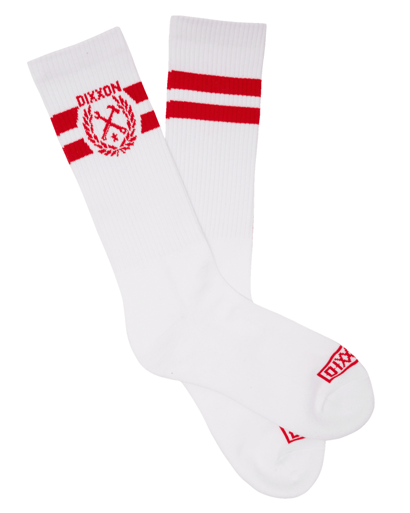Stay Humble Premium Crew Socks - White & Red - Dixxon Flannel Co.