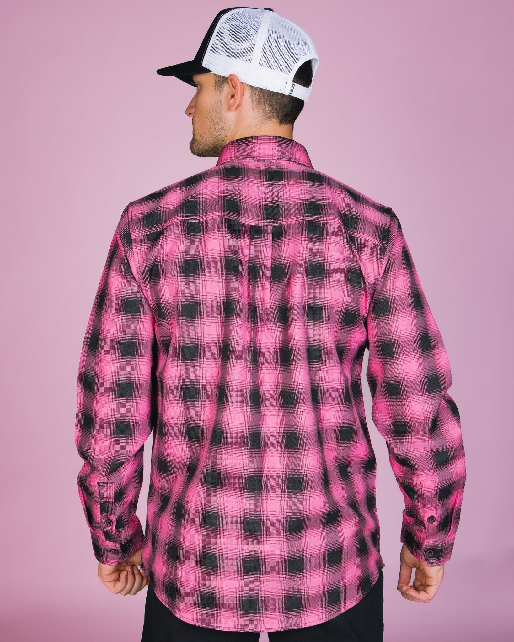 Mens pink plaid flannel shirt sale