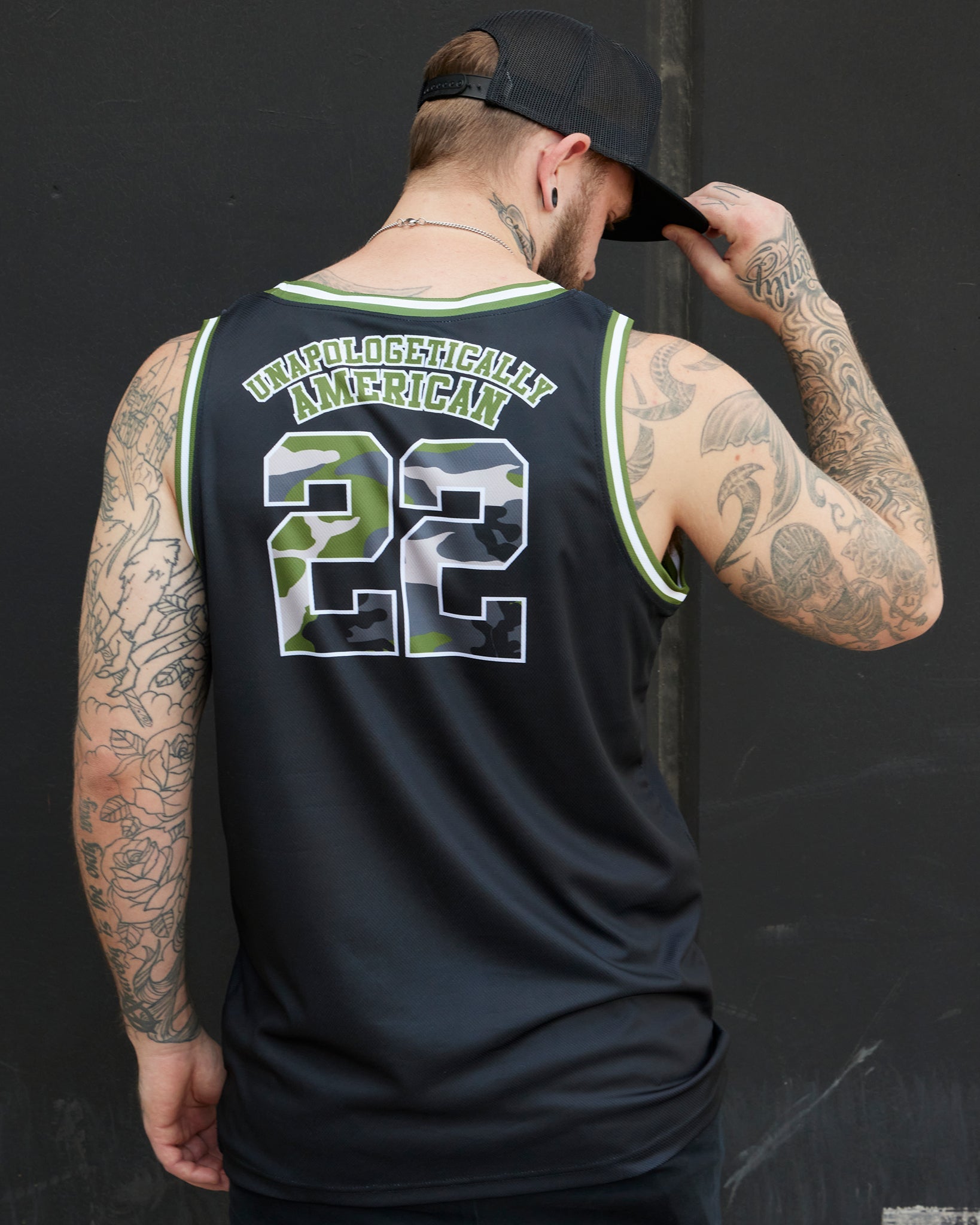 Unapologetically American Jersey - Black & Camo - Dixxon Flannel Co.
