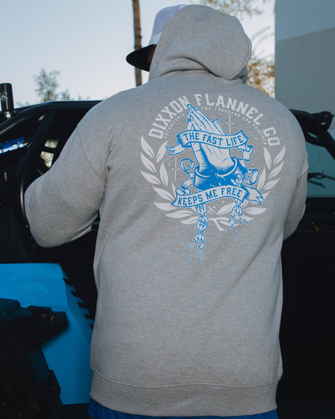 Otto Hoodie: Dixxon White & Blue Zip Up - Shop Now