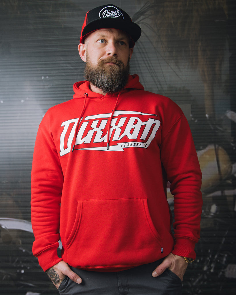 White Bolt Pullover Hoodie - Red - Dixxon Flannel Co.