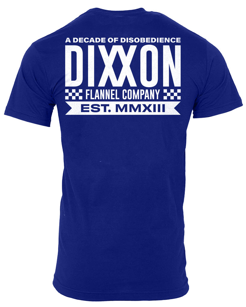 White Decade of Disobedience T-Shirt - Blue - Dixxon Flannel Co.