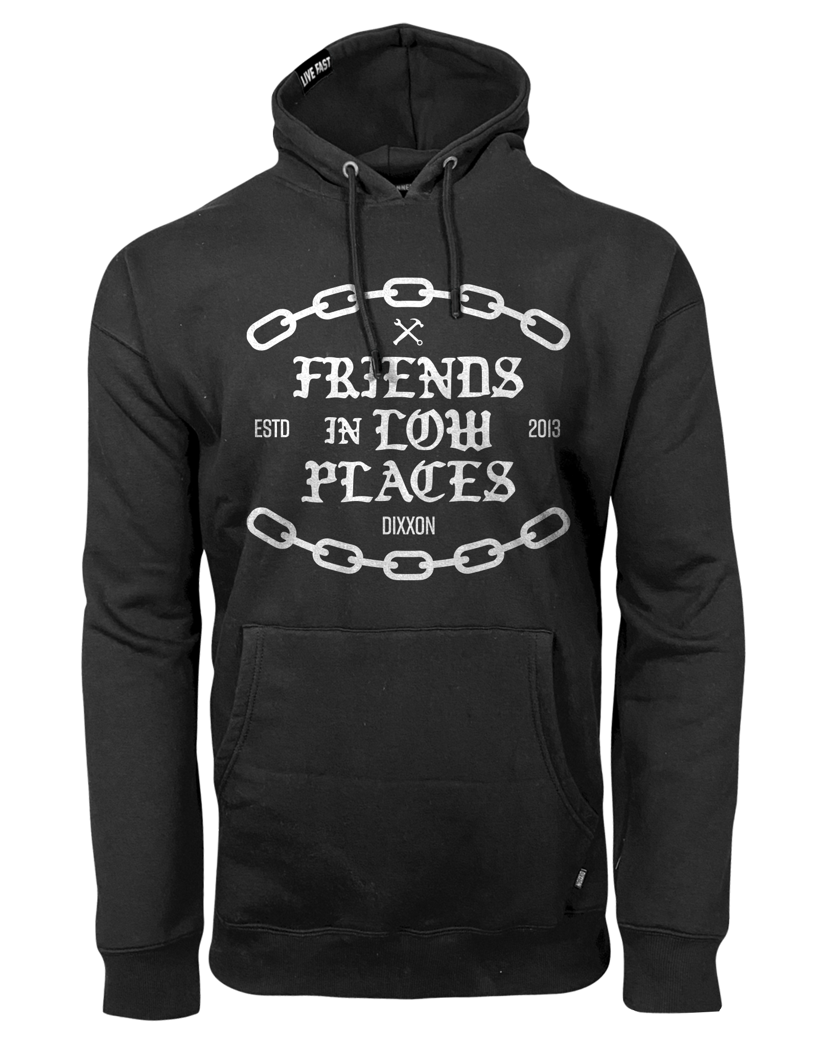 White Friends in Low Places Pullover Hoodie - Black - Dixxon Flannel Co.