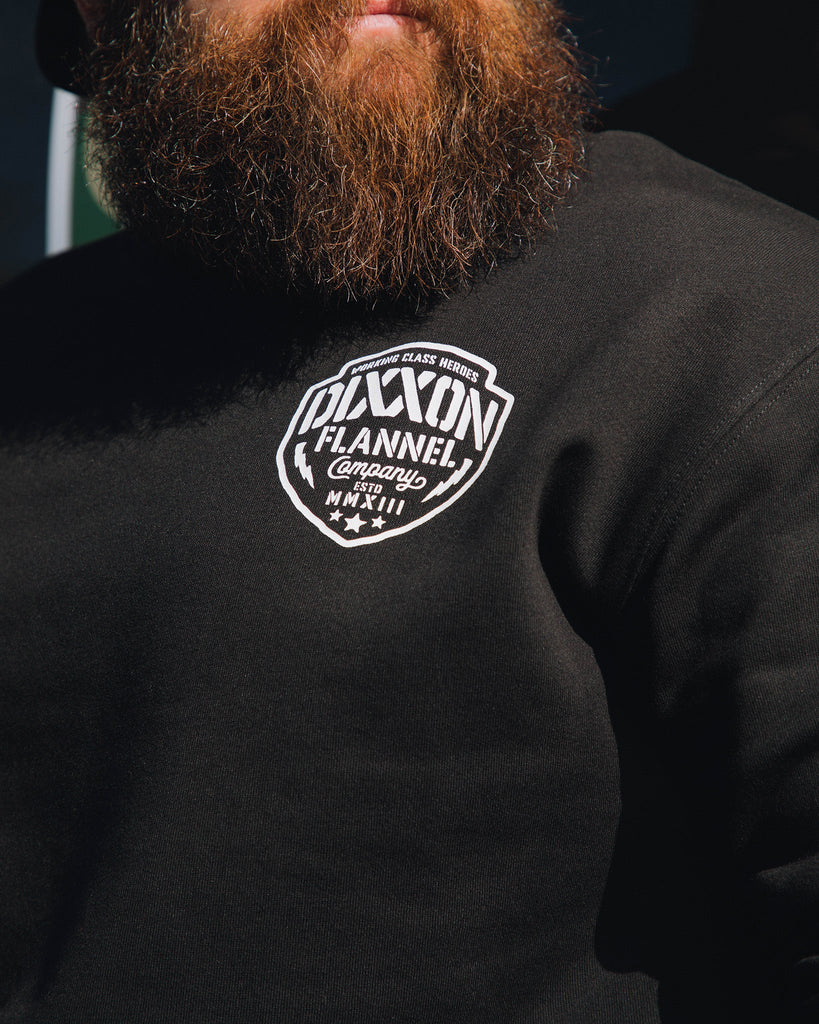 White Worn Badge Crewneck - Black - Dixxon Flannel Co.