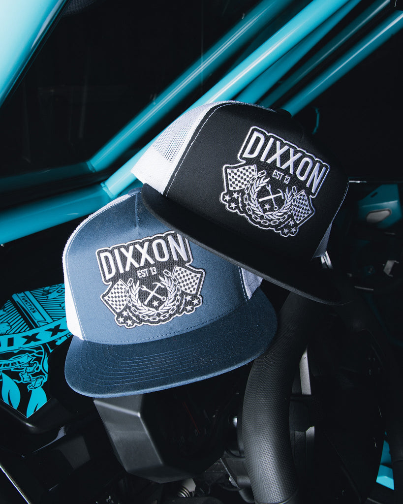Winners Circle Flat Bill Trucker Snapback - Black & White - Dixxon Flannel Co.