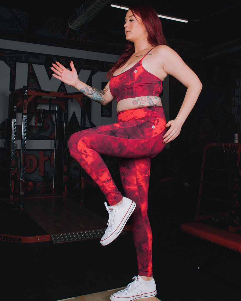 Women's Athletic Tie Dye Leggings - Red - Dixxon Flannel Co.
