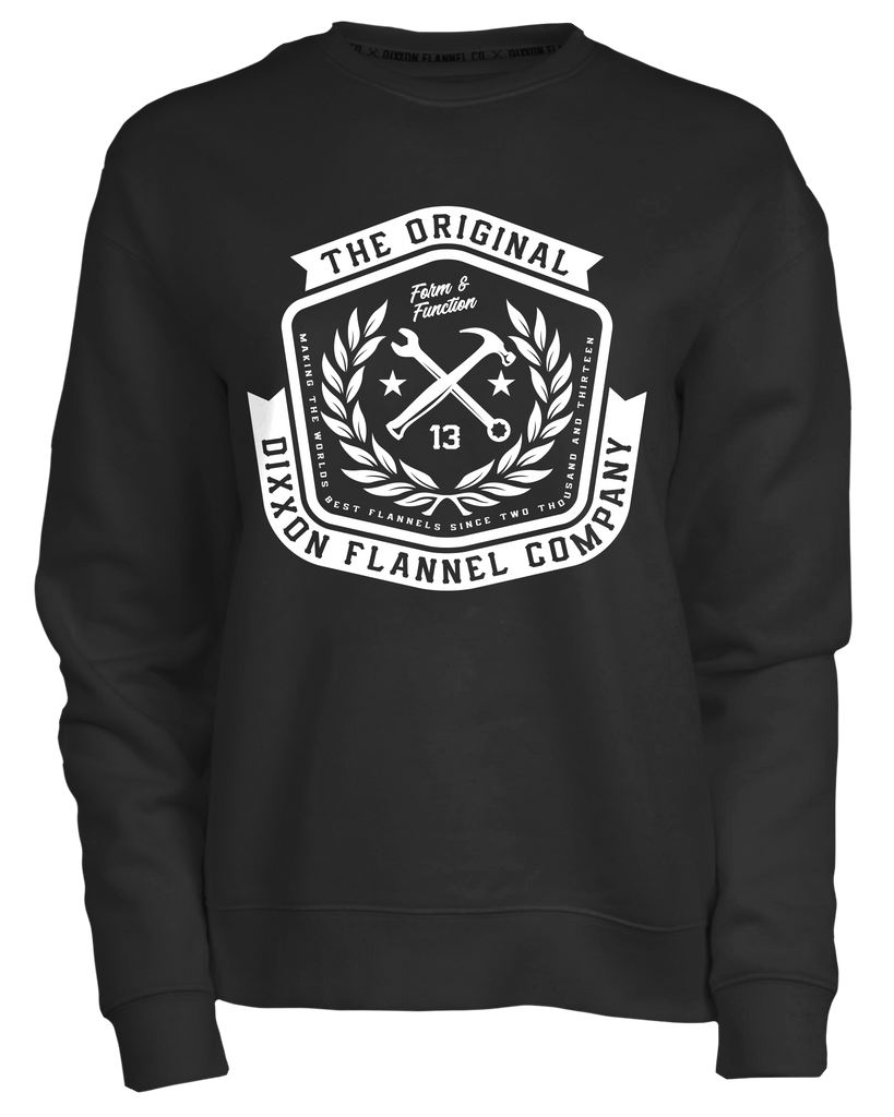 Women's Badge Crewneck Sweatshirt - Black - Dixxon Flannel Co.