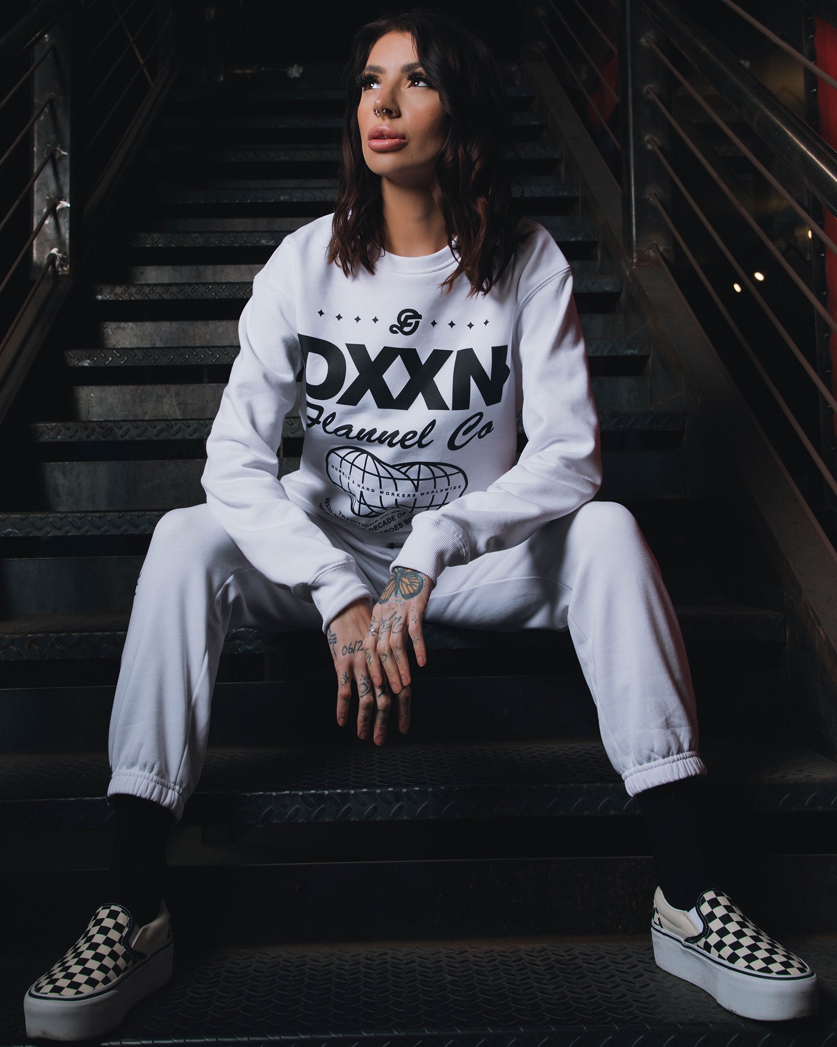 Women's Black Tech Sweatpants - White