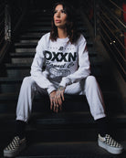 Women's Black Tech Sweatpants - White - Dixxon Flannel Co.