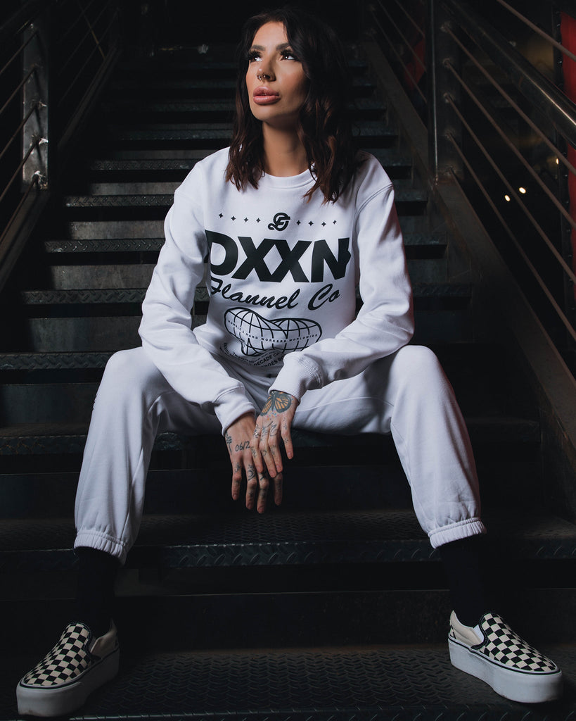 Women's Black Tech Sweatpants - White - Dixxon Flannel Co.