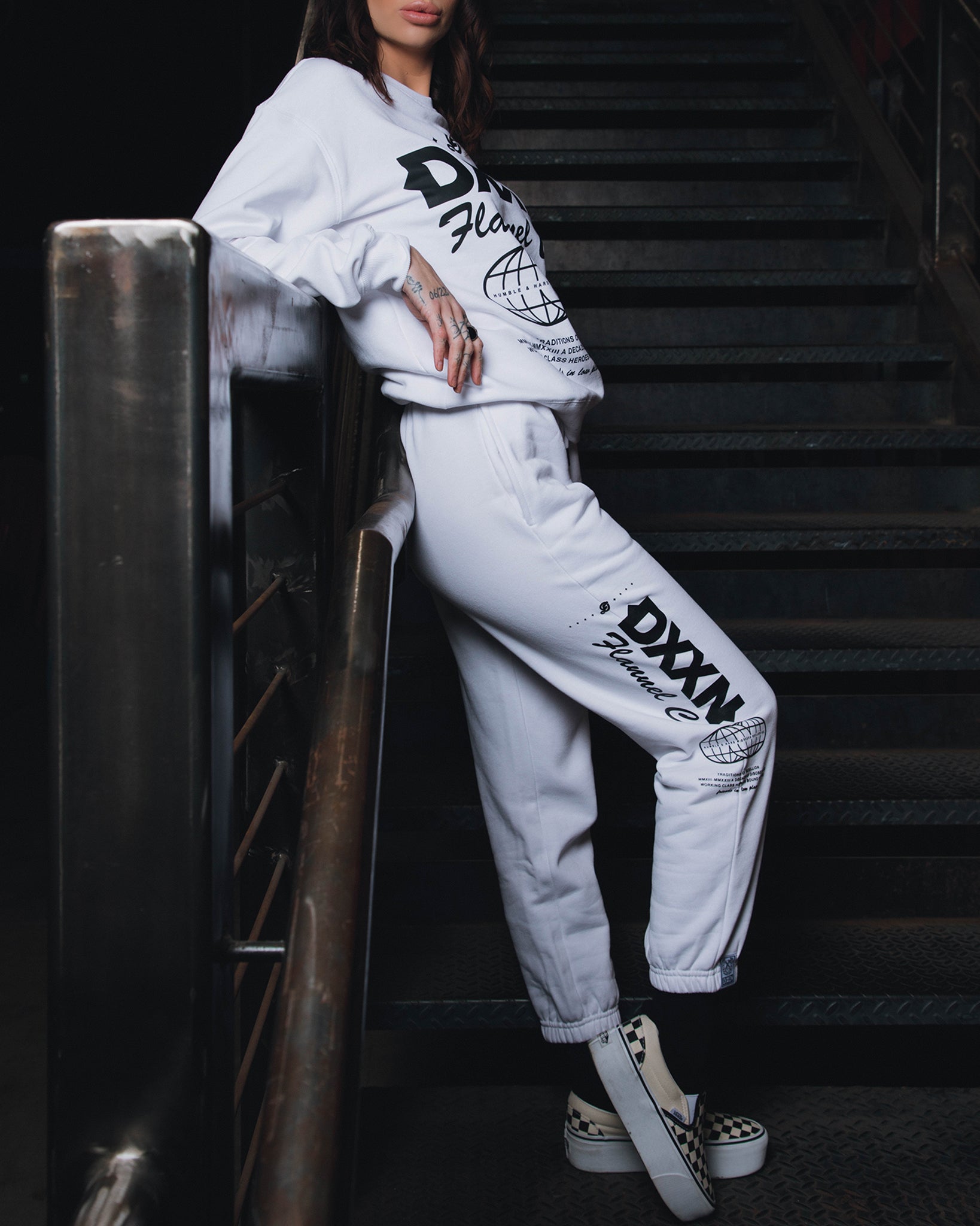 Women's Black Tech Sweatpants - White | Dixxon Flannel Co.
