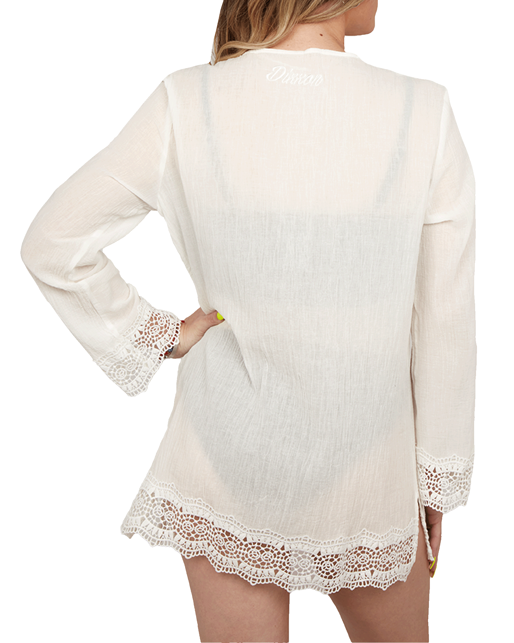 Women's Boho Lace Cover Up - White