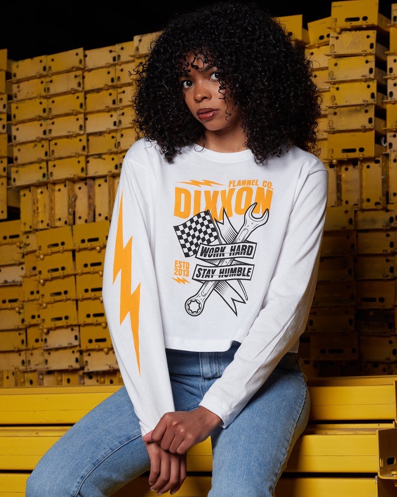 Women's Bolt Long Sleeve Crop Top - Dixxon Flannel Co.