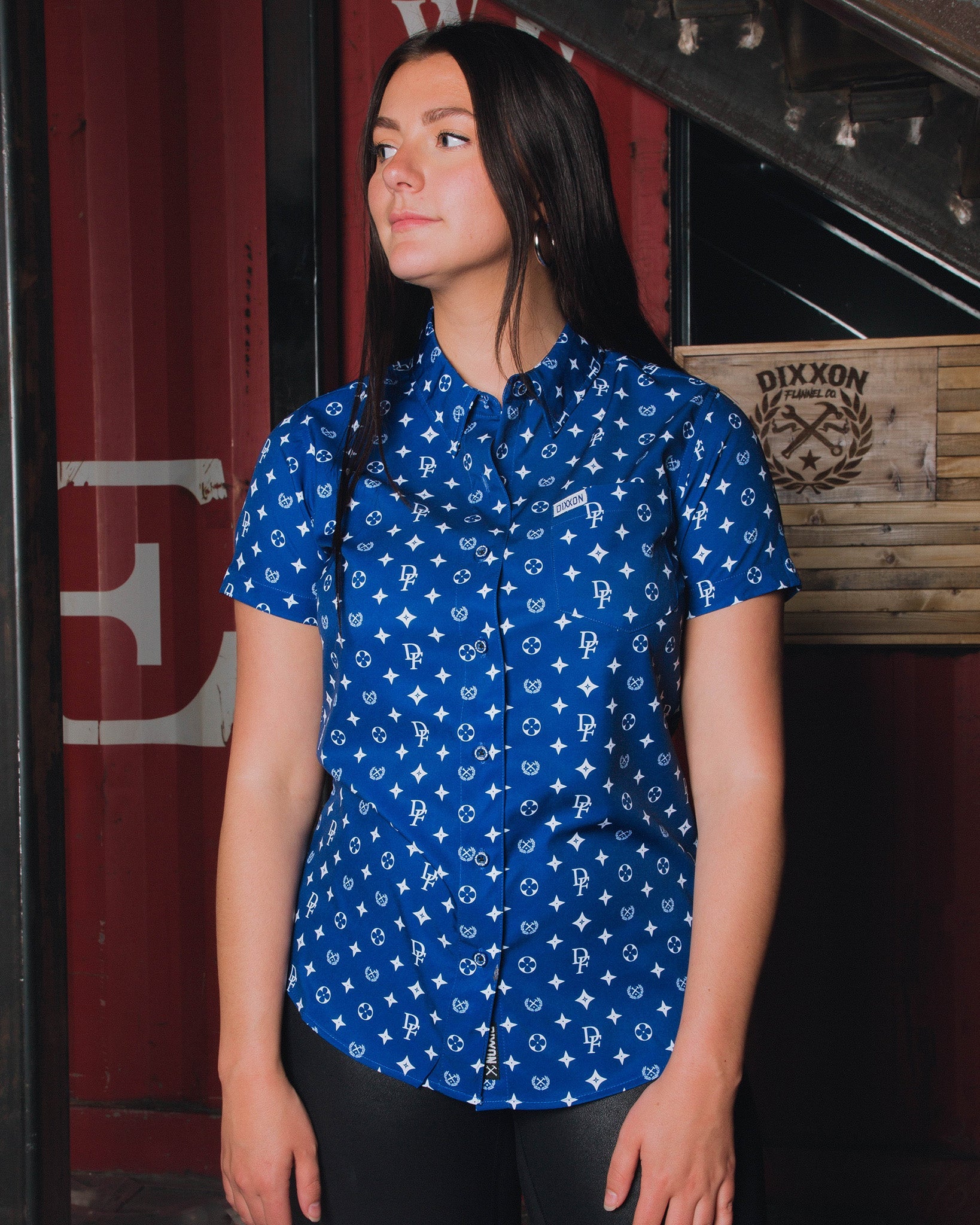 Women's Bougie Short Sleeve - Blue & White - Dixxon Flannel Co.