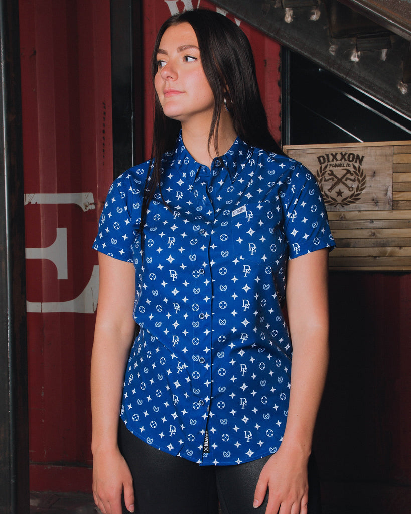 Women's Bougie Short Sleeve - Blue & White - Dixxon Flannel Co.