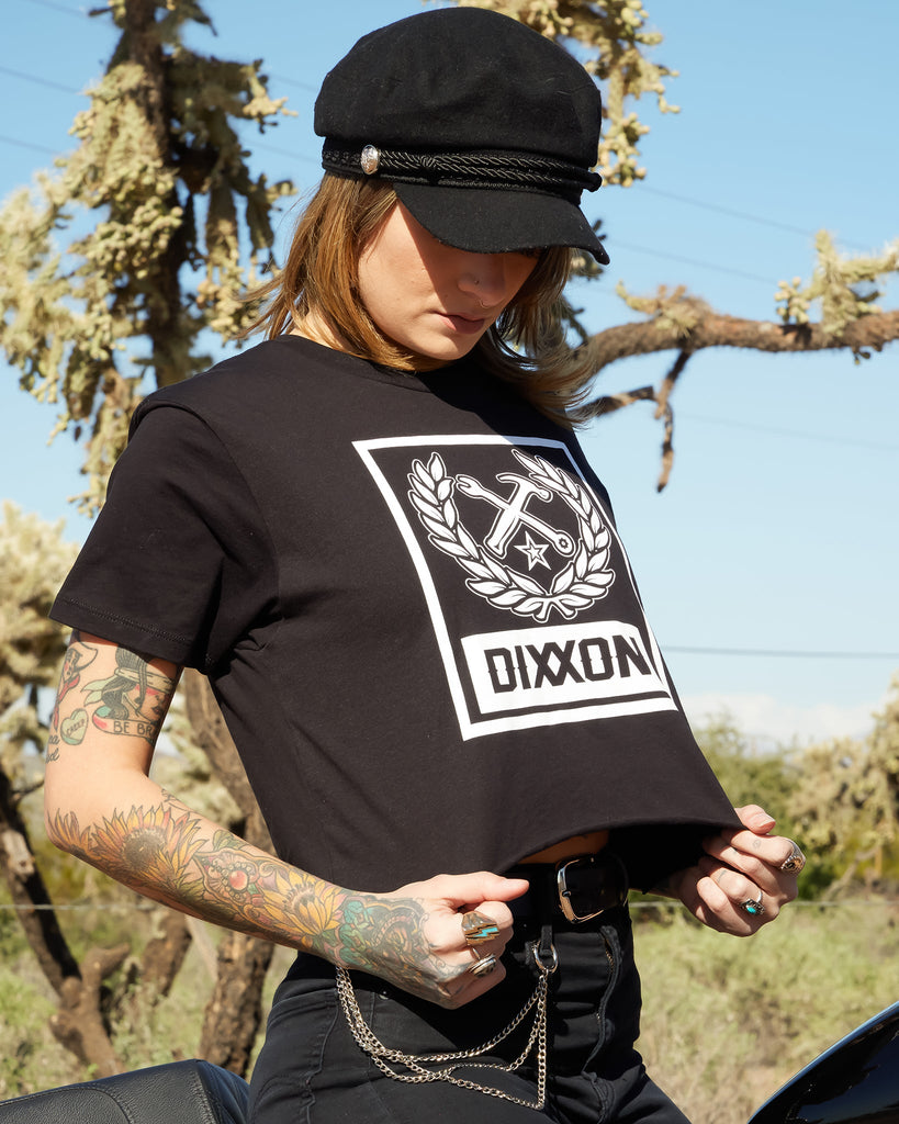 Women's Box Crest Crop Top - Black & White - Dixxon Flannel Co.