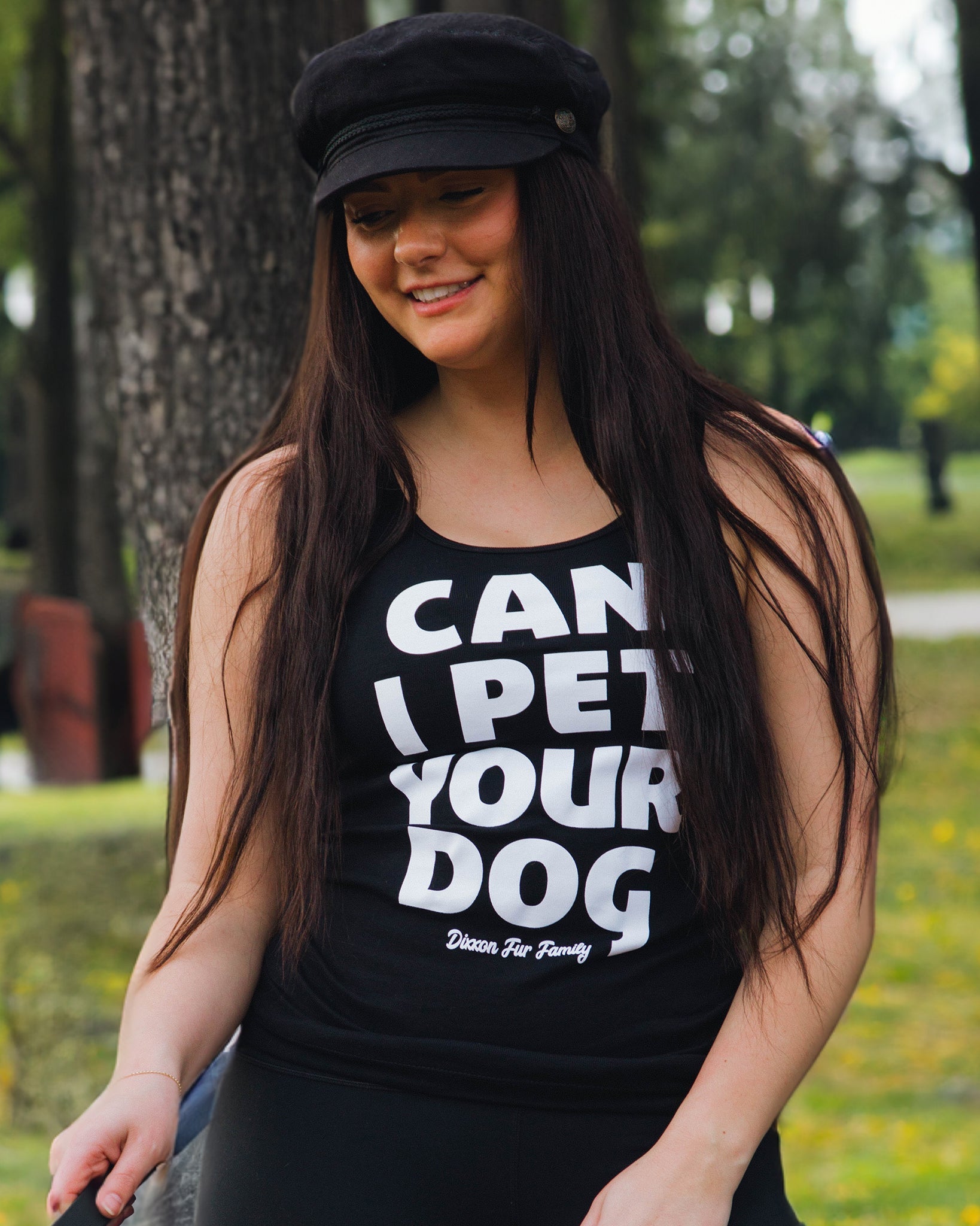 Women's Can I Pet Your Dog Fitted Tank - Black - Dixxon Flannel Co.