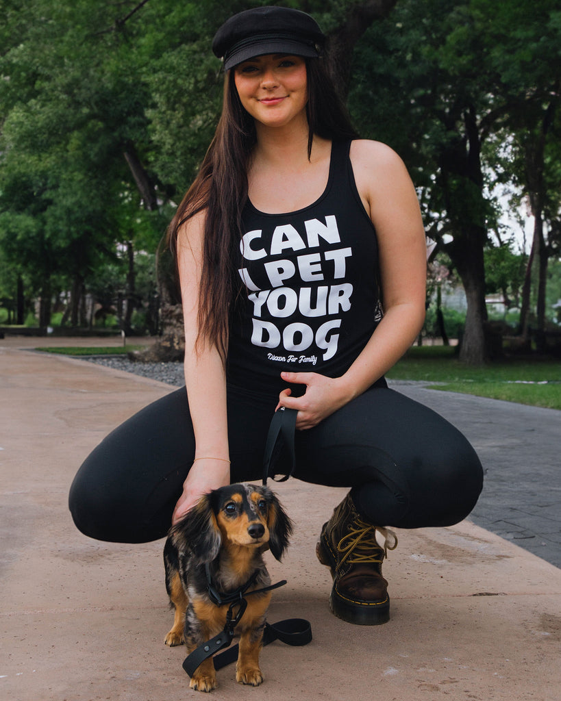 Women's Can I Pet Your Dog Fitted Tank - Black - Dixxon Flannel Co.