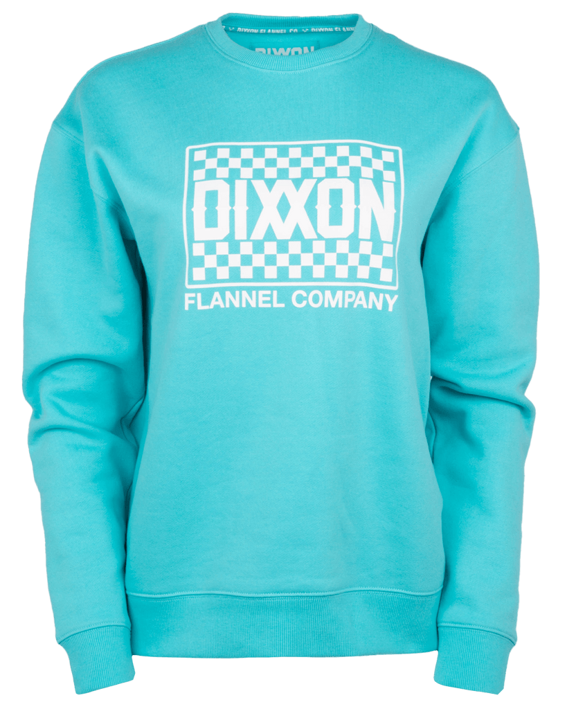 Women's Checkers Crewneck Sweatshirt - Tiffany - Dixxon Flannel Co.