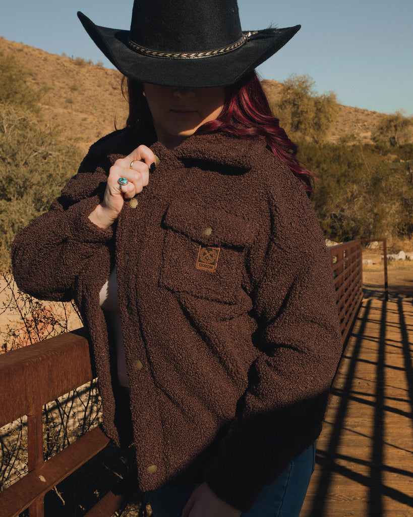 Women's Cheyenne Sherpa Jacket - Brown - Dixxon Flannel Co.