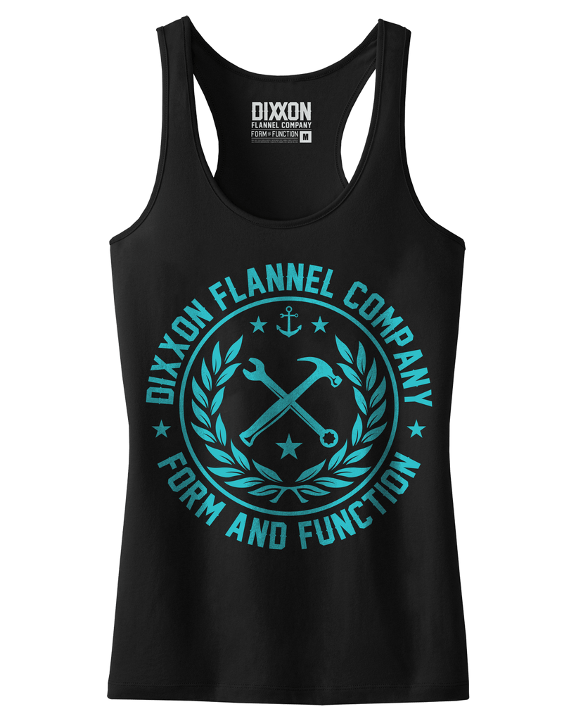 Women's Classic Crest Fitted Tank - Black & Tiffany - Dixxon Flannel Co.
