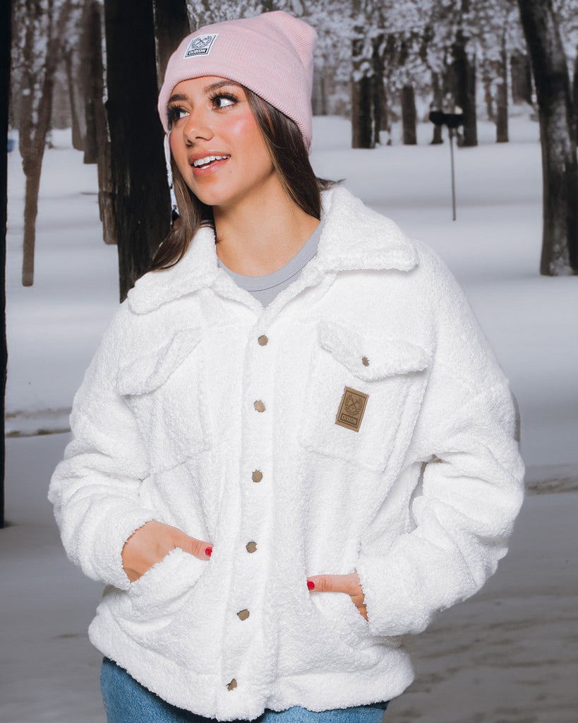 Women's Coco Sherpa Jacket - White - Dixxon Flannel Co.