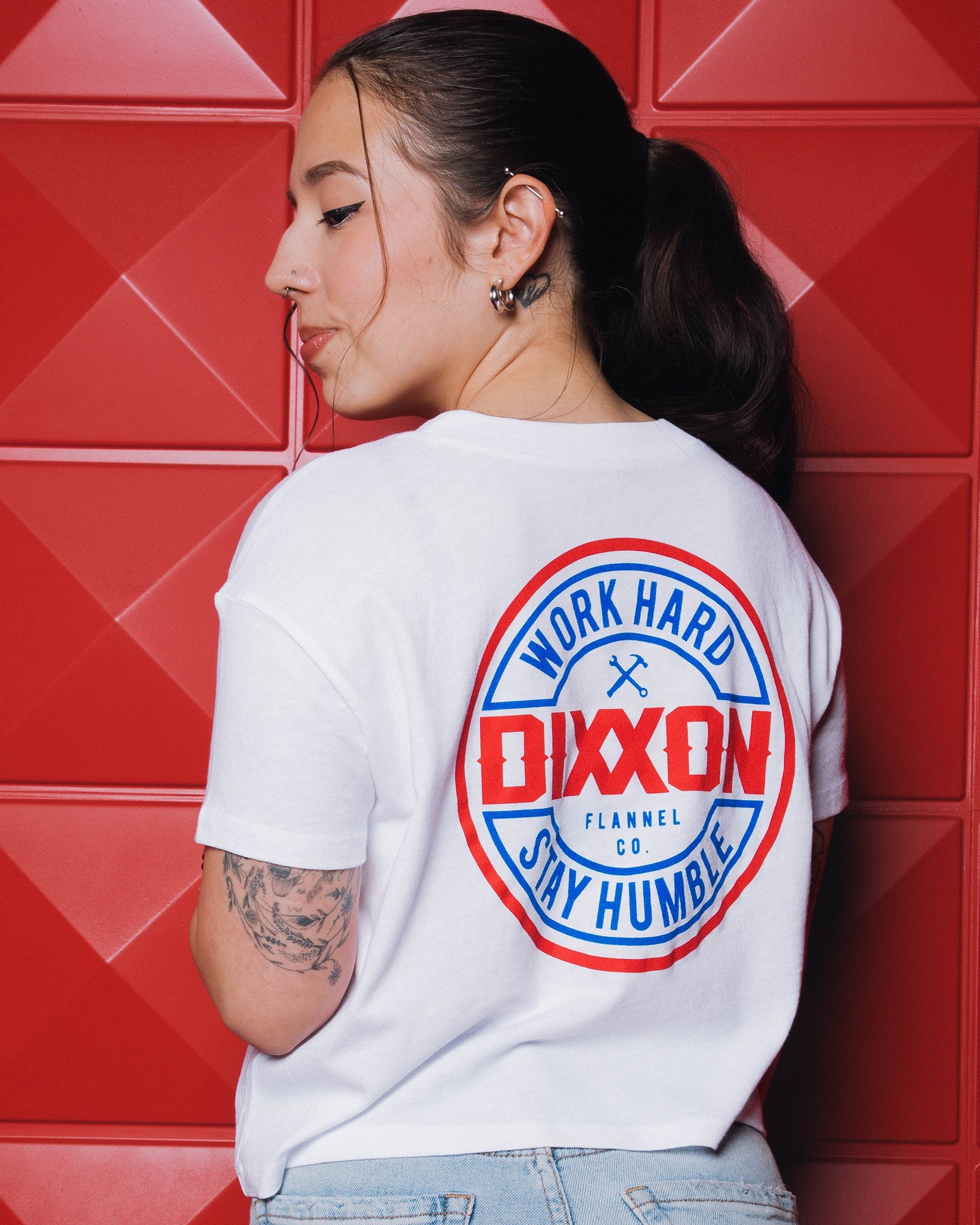 Women's Corpo Crop Top - Red, White, & Blue - Dixxon Flannel Co.