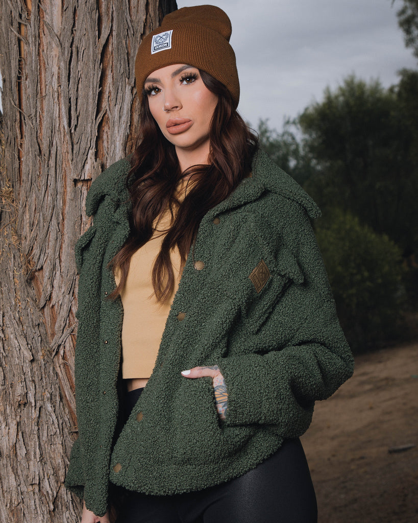 Women's Demi Sherpa Jacket - O.D. Green - Dixxon Flannel Co.